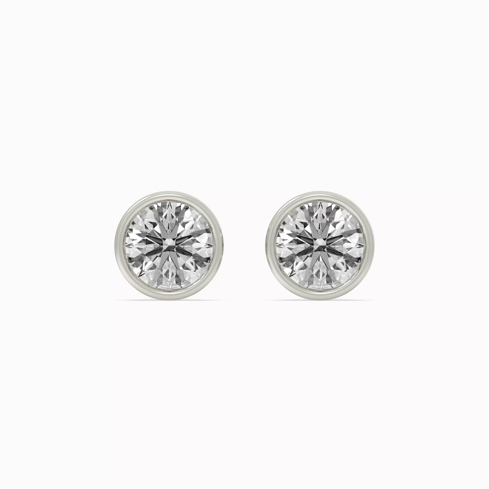 360 degree view of Bezel Lab Diamond Silver Earrings (.75 ct. tw.)