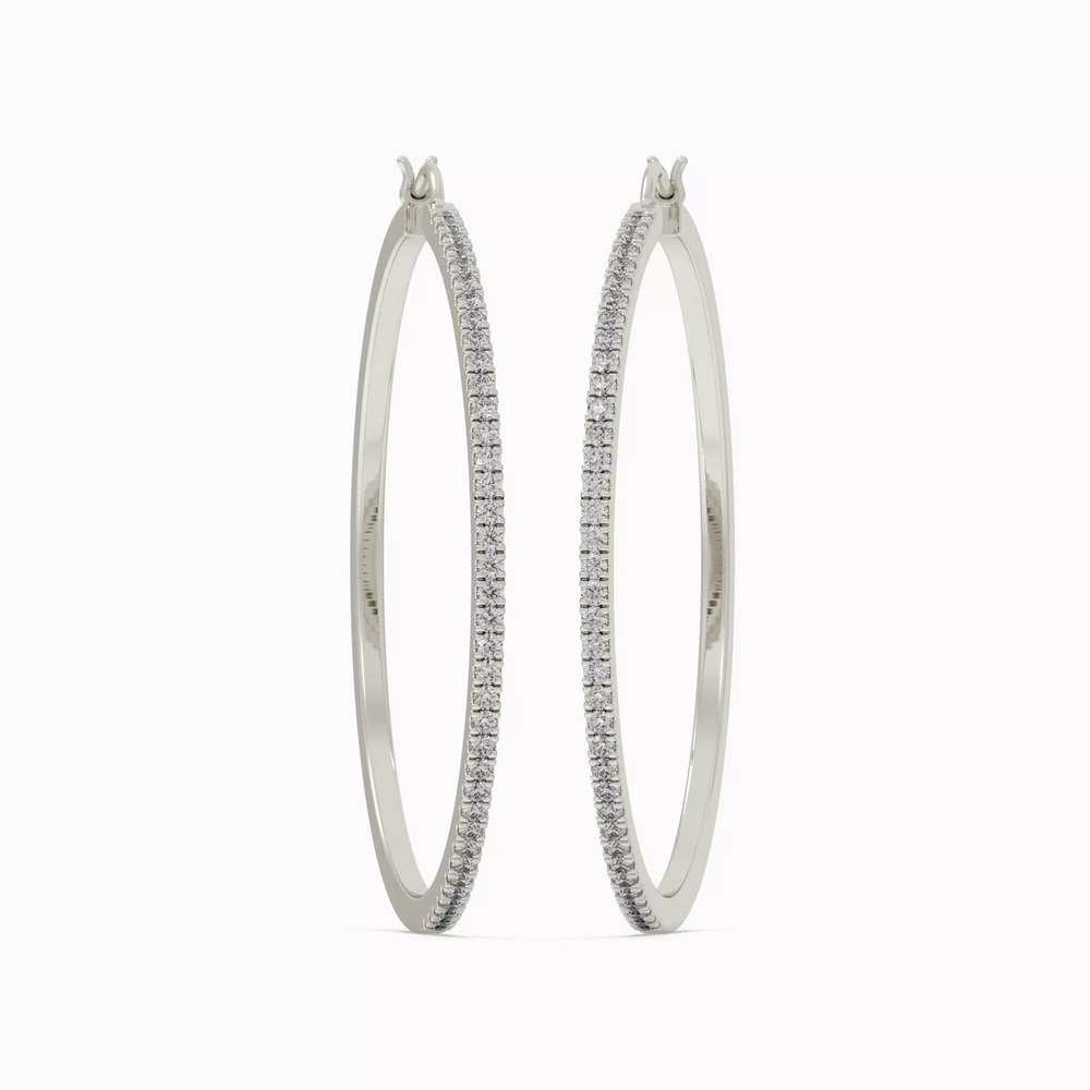360 degree view of Pavé Lab Diamond Silver Hoops (1.00 ct. tw.)