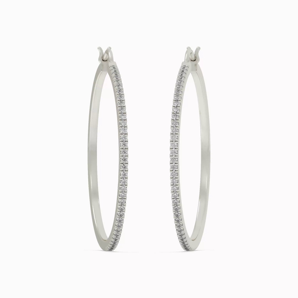 360 degree view of Pavé Lab Diamond Silver Hoops (.50 ct. tw.)