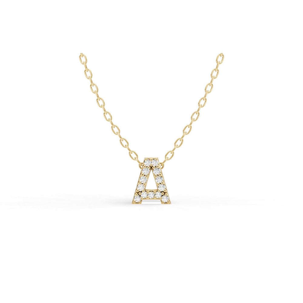 360 degree view of Petite Lab Diamond Initial Necklace – A