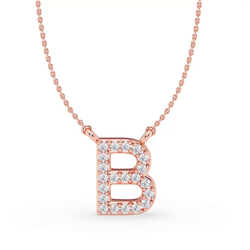 360 degree view of Lab Diamond Initial Necklace – B