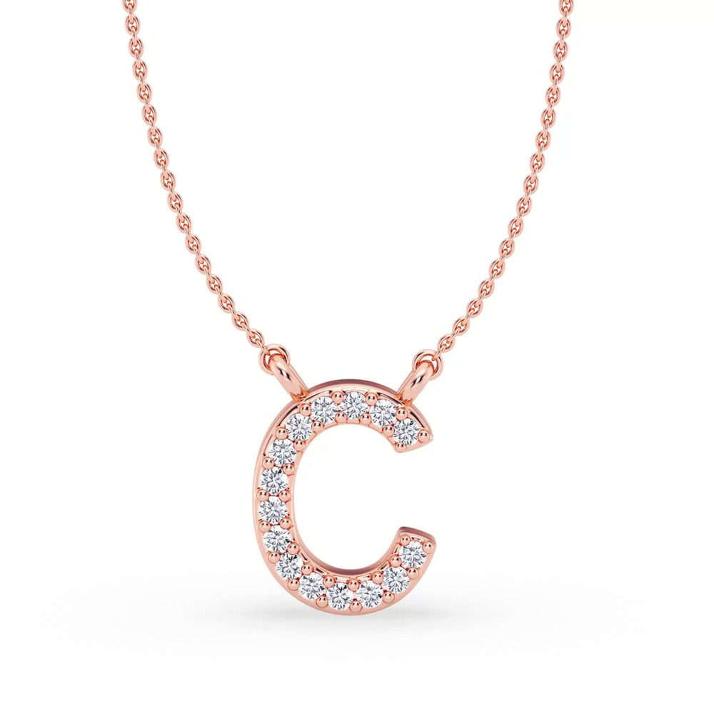 360 degree view of Lab Diamond Initial Necklace – C