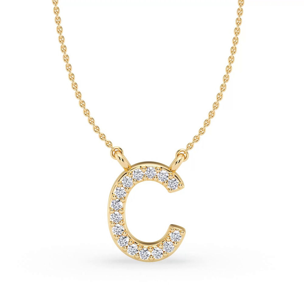 360 degree view of Lab Diamond Initial Necklace – C