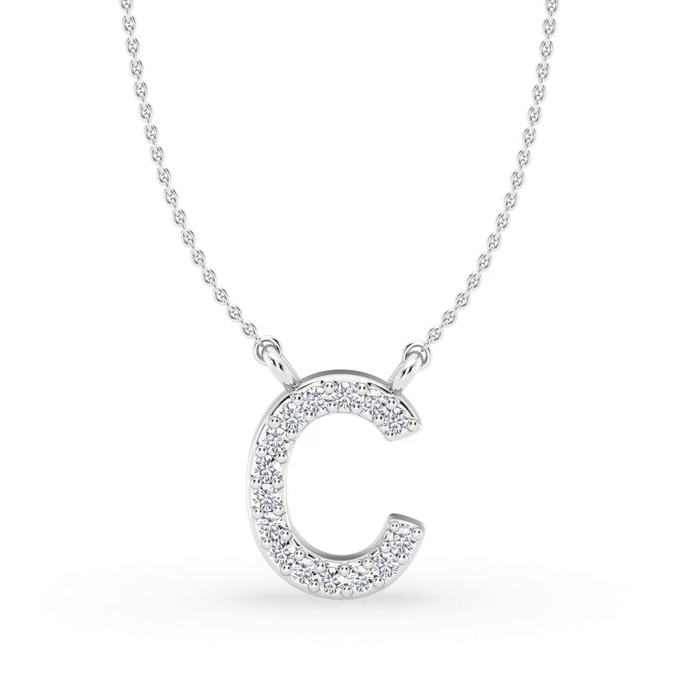 360 degree view of Lab Diamond Initial Necklace – C