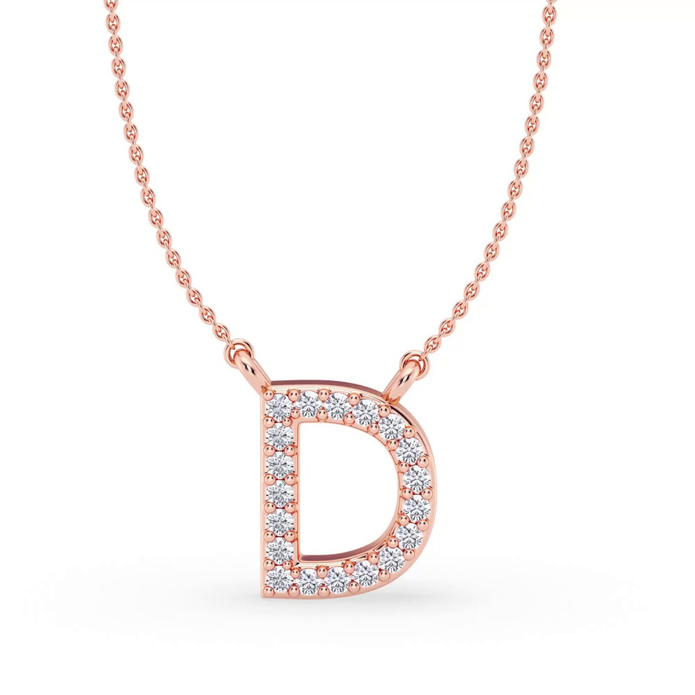 360 degree view of Lab Diamond Initial Necklace – D