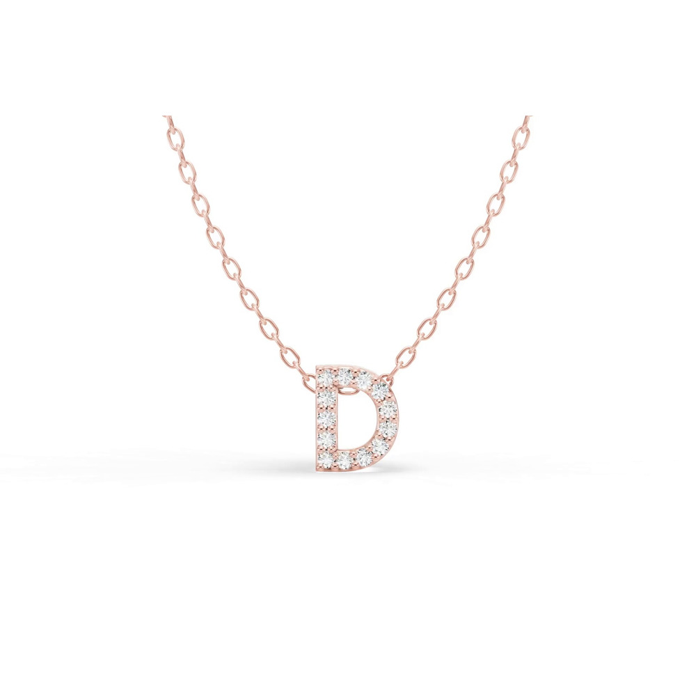 360 degree view of Petite Lab Diamond Initial Necklace – D