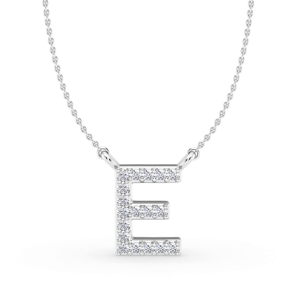 360 degree view of Lab Diamond Initial Necklace – E