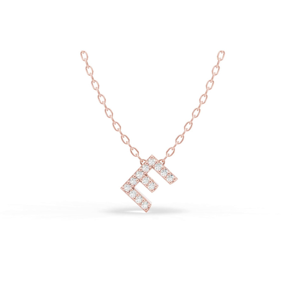 360 degree view of Petite Lab Diamond Initial Necklace – E