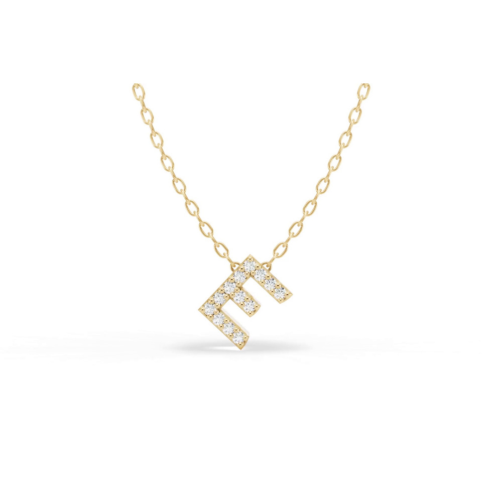 360 degree view of Petite Lab Diamond Initial Necklace – E