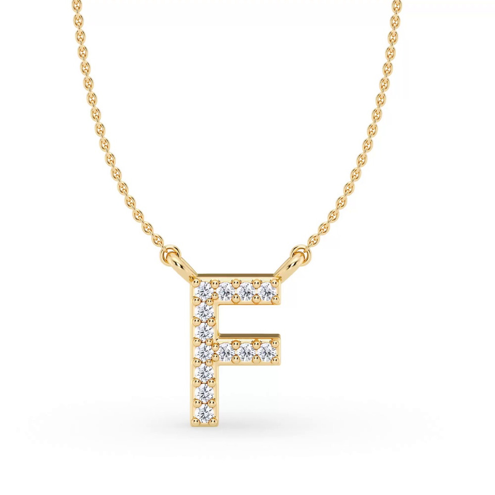 360 degree view of Lab Diamond Initial Necklace – F