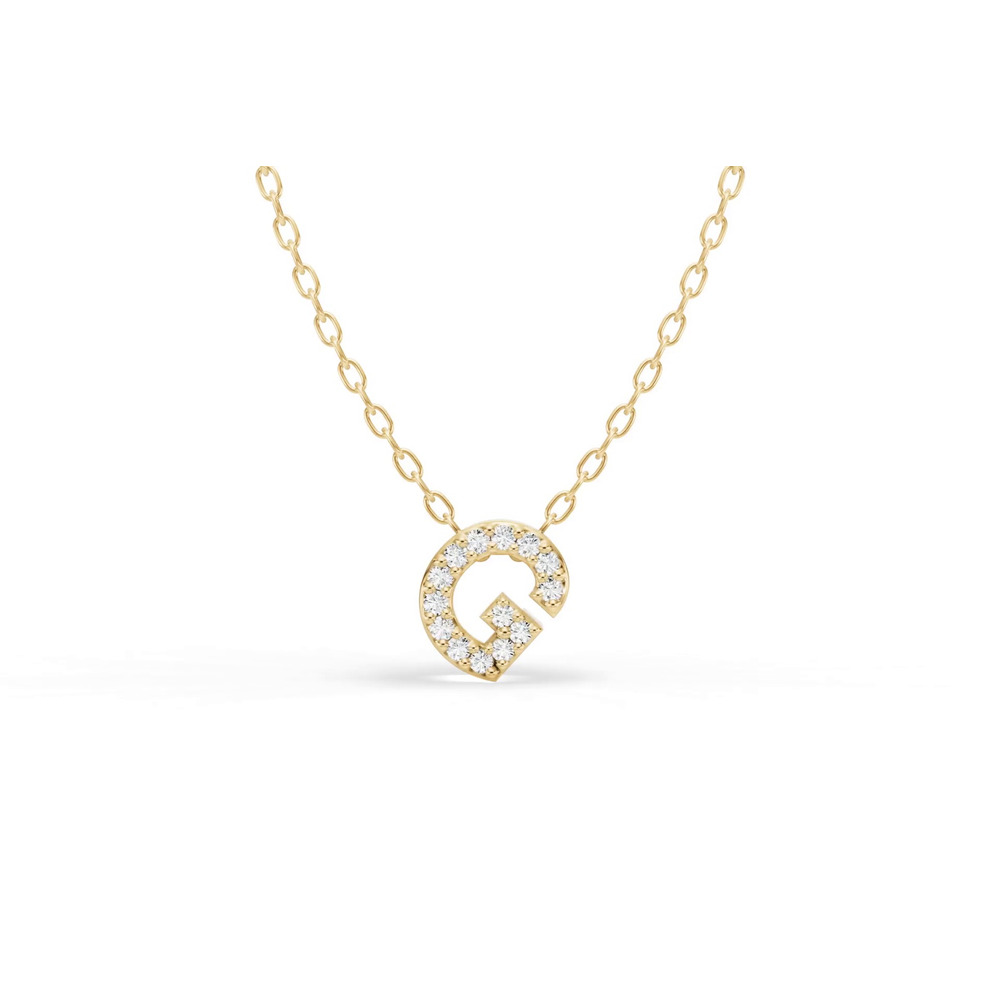 360 degree view of Petite Lab Diamond Initial Necklace – G