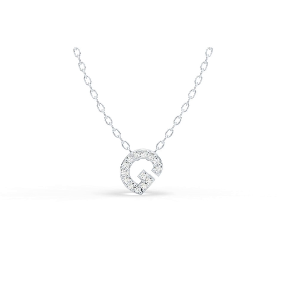 360 degree view of Petite Lab Diamond Initial Necklace – G