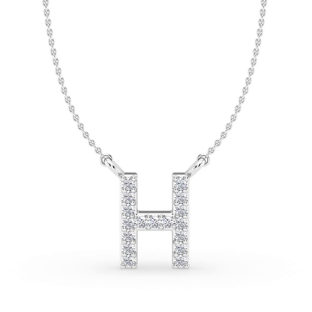 360 degree view of Lab Diamond Initial Necklace – H