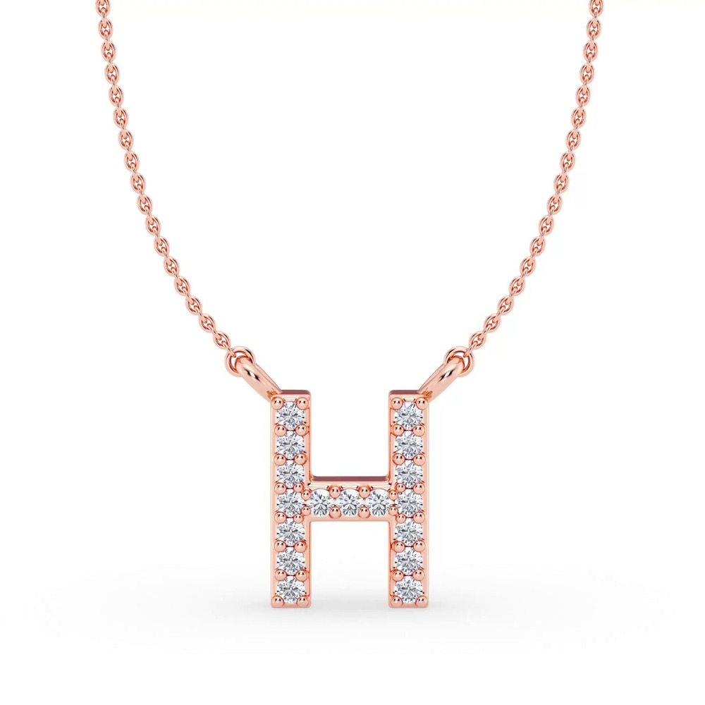 360 degree view of Lab Diamond Initial Necklace – H