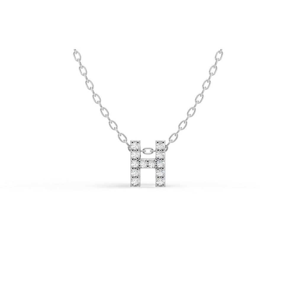 360 degree view of Petite Lab Diamond Initial Necklace – H