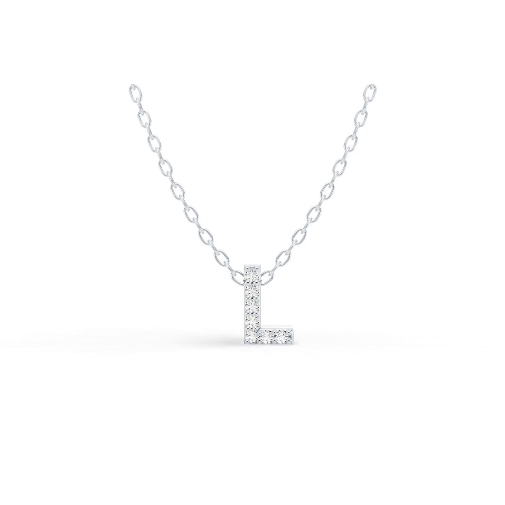 360 degree view of Petite Lab Diamond Initial Necklace – I