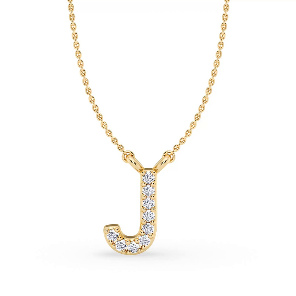 360 degree view of Lab Diamond Initial Necklace – J