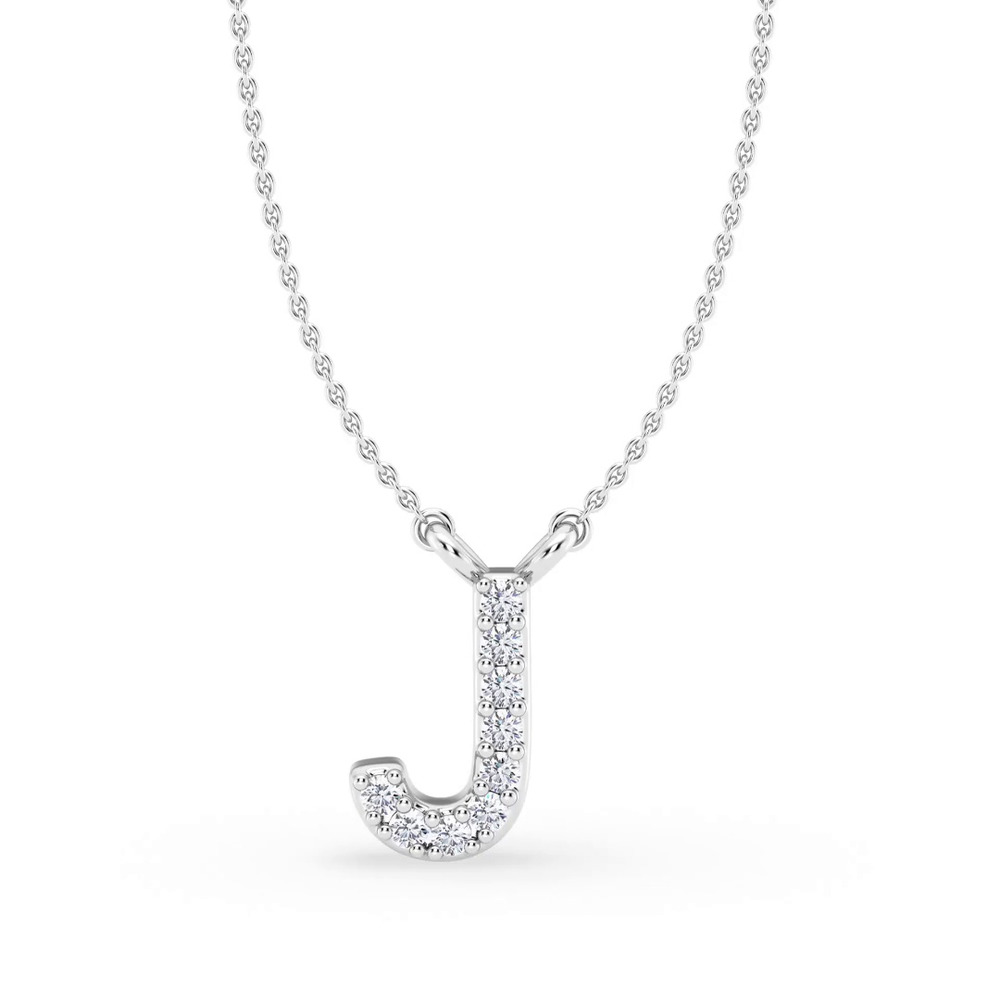 360 degree view of Lab Diamond Initial Necklace – J