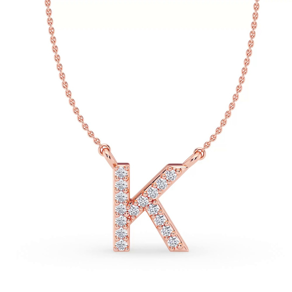 360 degree view of Lab Diamond Initial Necklace – K