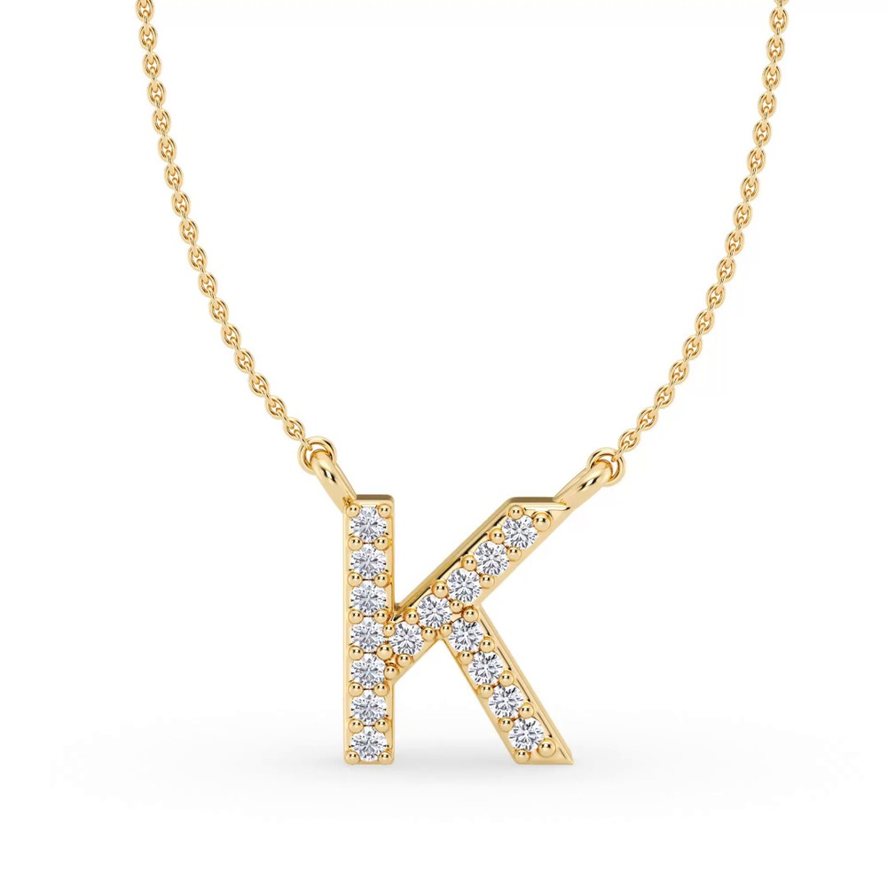 360 degree view of Lab Diamond Initial Necklace – K