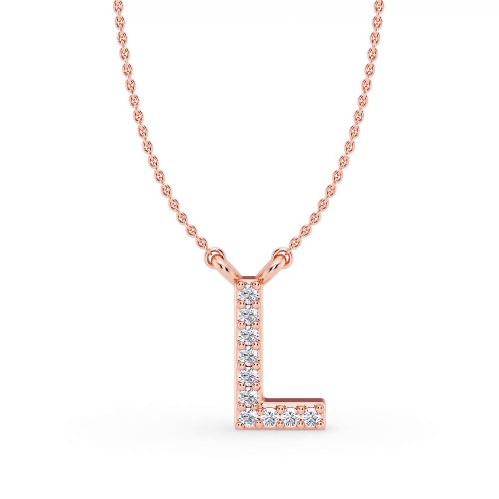360 degree view of Lab Diamond Initial Necklace – L
