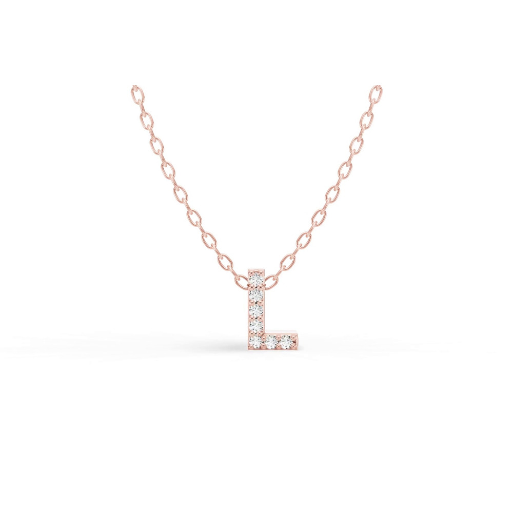 360 degree view of Petite Lab Diamond Initial Necklace – L