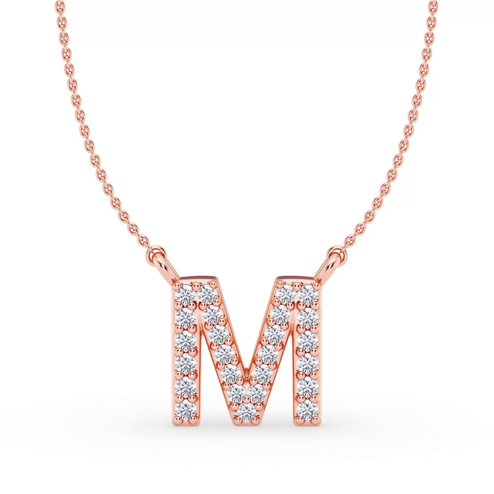 360 degree view of Lab Diamond Initial Necklace – M
