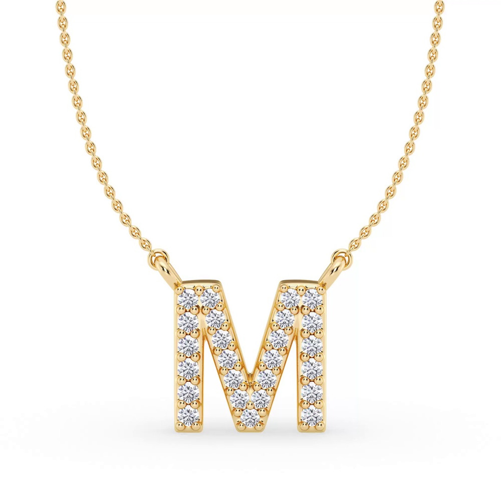 360 degree view of Lab Diamond Initial Necklace – M