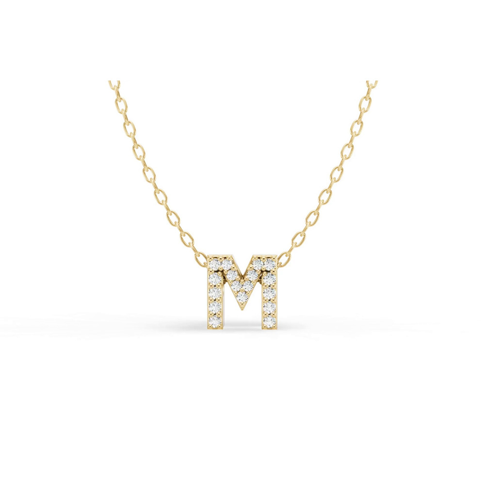 360 degree view of Petite Lab Diamond Initial Necklace – M