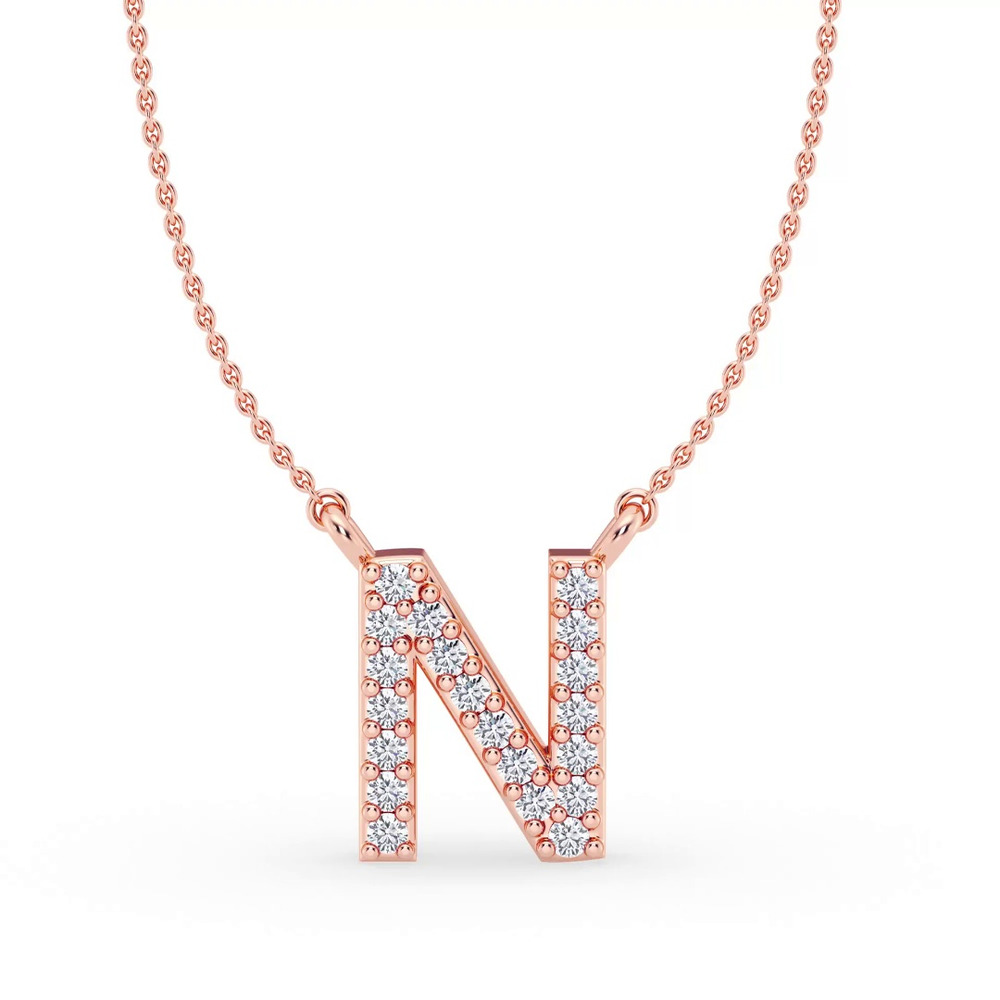 360 degree view of Lab Diamond Initial Necklace – N