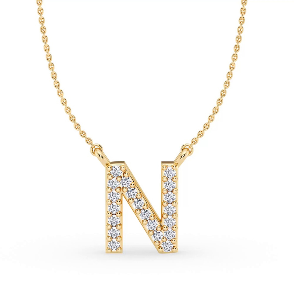 360 degree view of Lab Diamond Initial Necklace – N