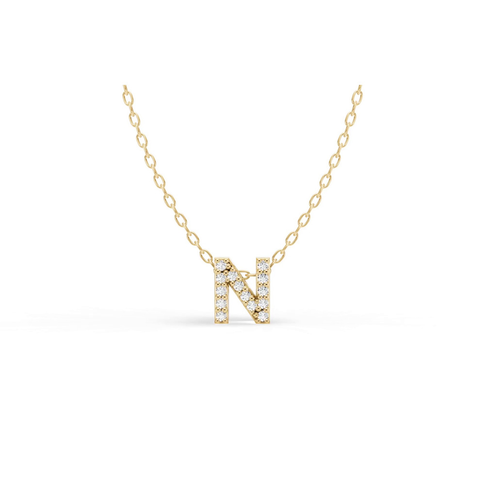 360 degree view of Petite Lab Diamond Initial Necklace – N