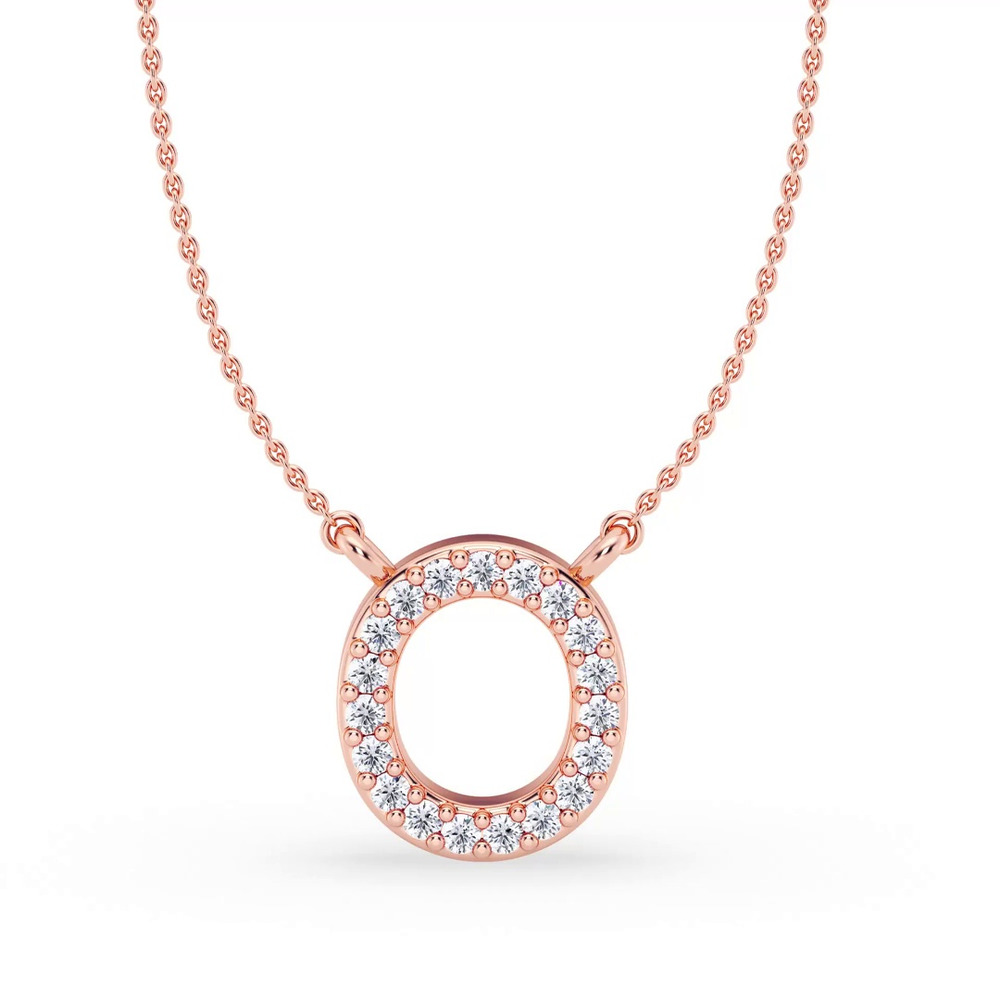 360 degree view of Lab Diamond Initial Necklace – O