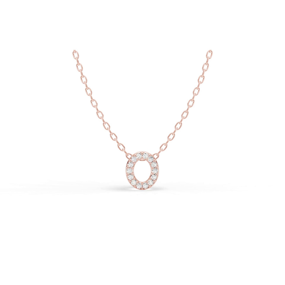 360 degree view of Petite Lab Diamond Initial Necklace – O