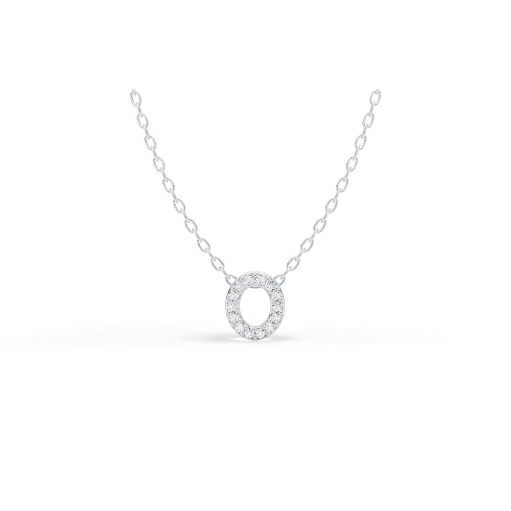360 degree view of Petite Lab Diamond Initial Necklace – O
