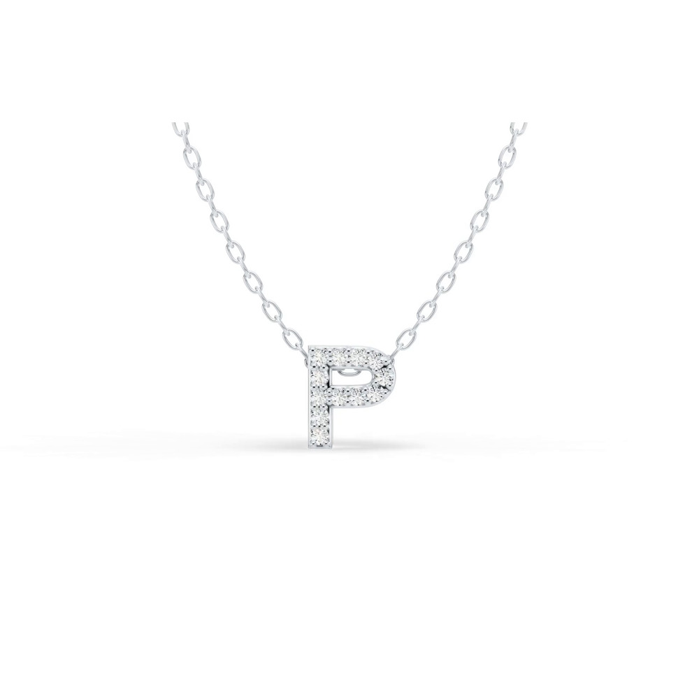 360 degree view of Petite Lab Diamond Initial Necklace – P