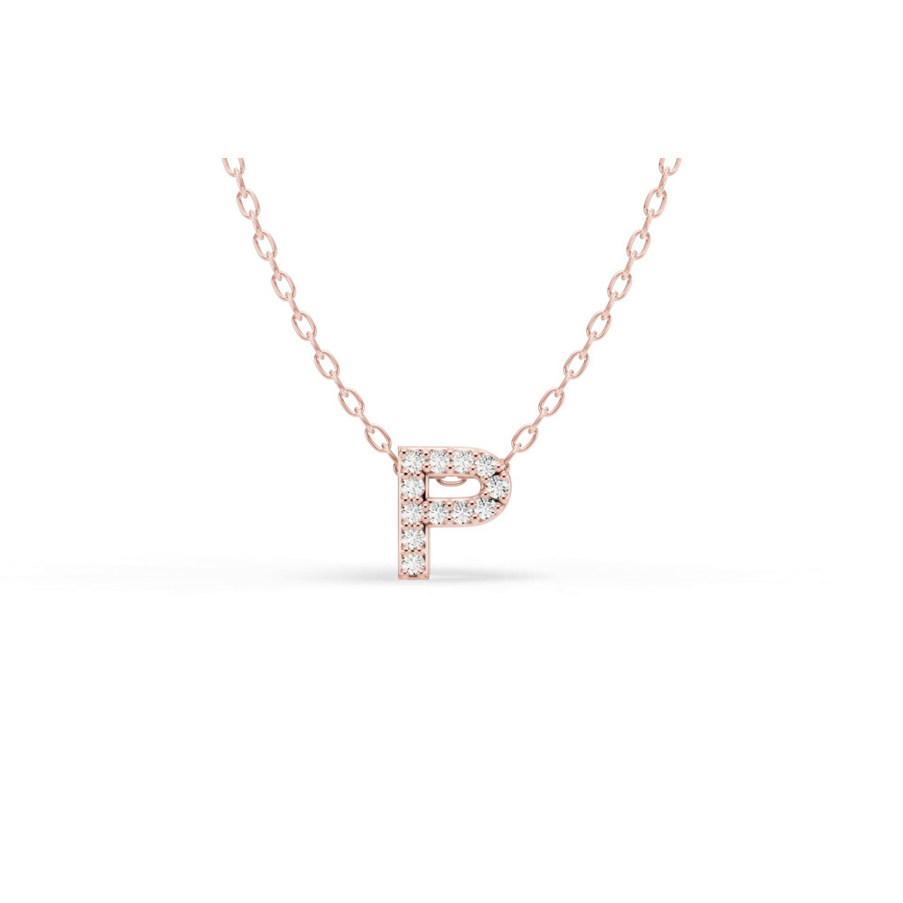 360 degree view of Petite Lab Diamond Initial Necklace – P