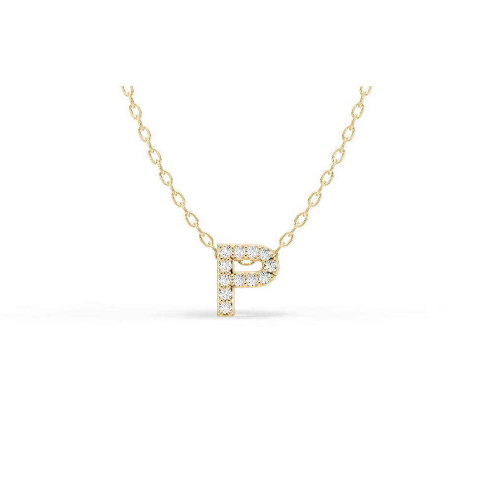 360 degree view of Petite Lab Diamond Initial Necklace – P