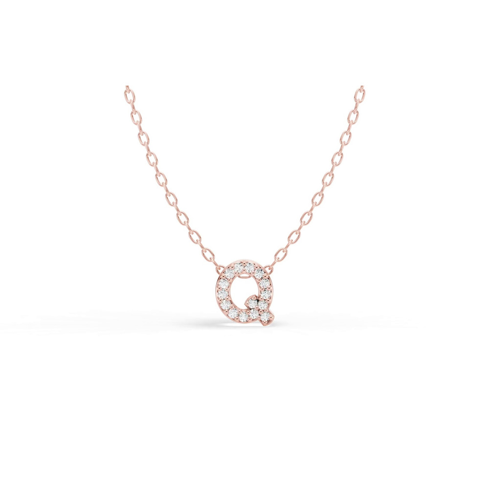 360 degree view of Petite Lab Diamond Initial Necklace – Q