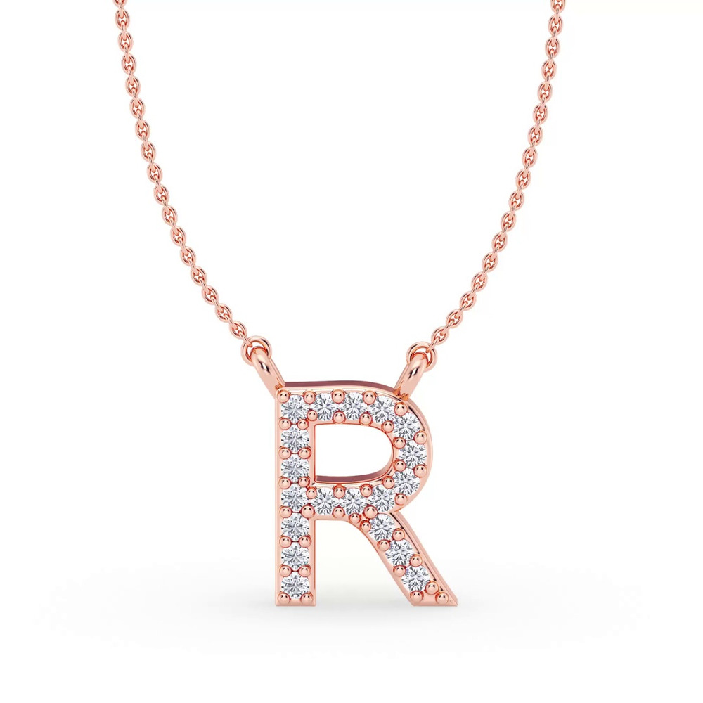 360 degree view of Lab Diamond Initial Necklace – R
