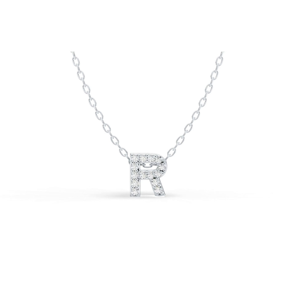 360 degree view of Petite Lab Diamond Initial Necklace – R
