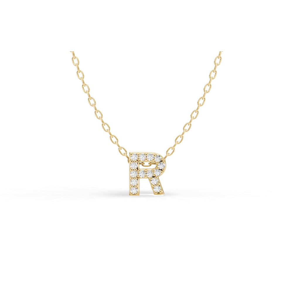 360 degree view of Petite Lab Diamond Initial Necklace – R