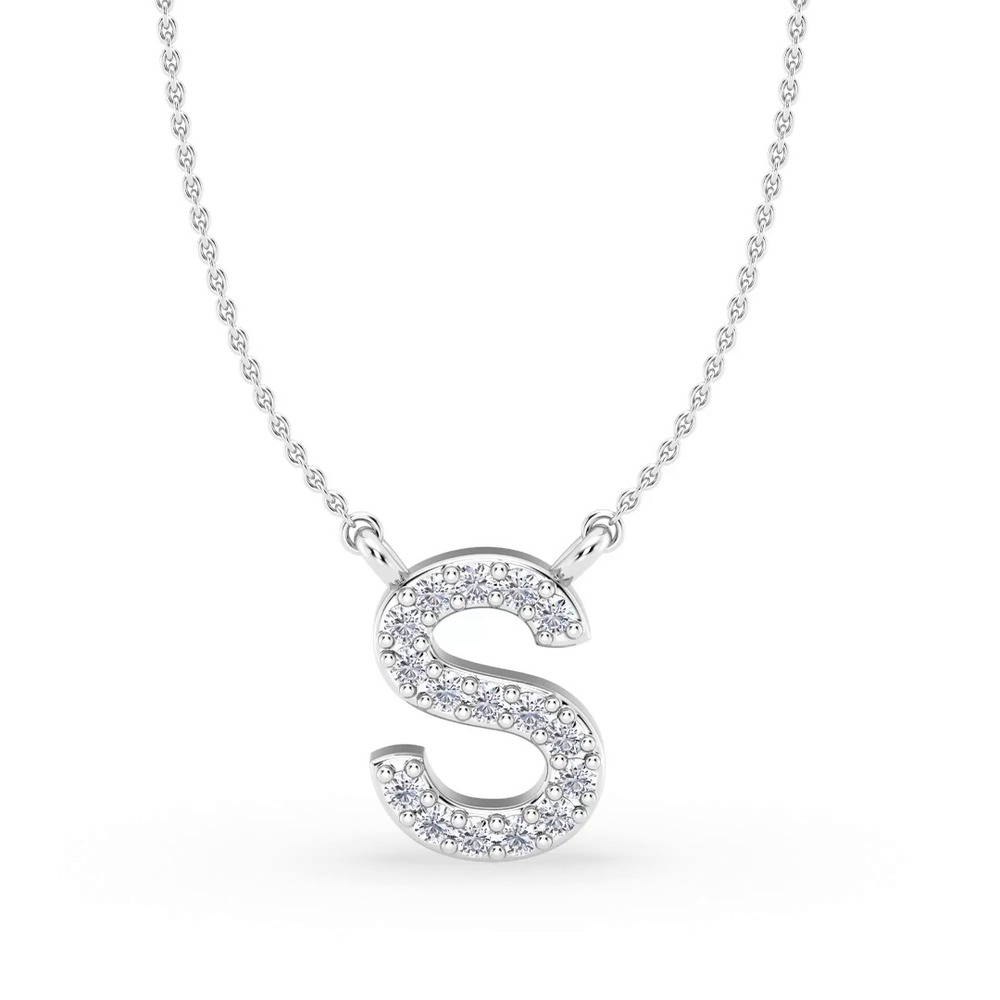 360 degree view of Lab Diamond Initial Necklace – S