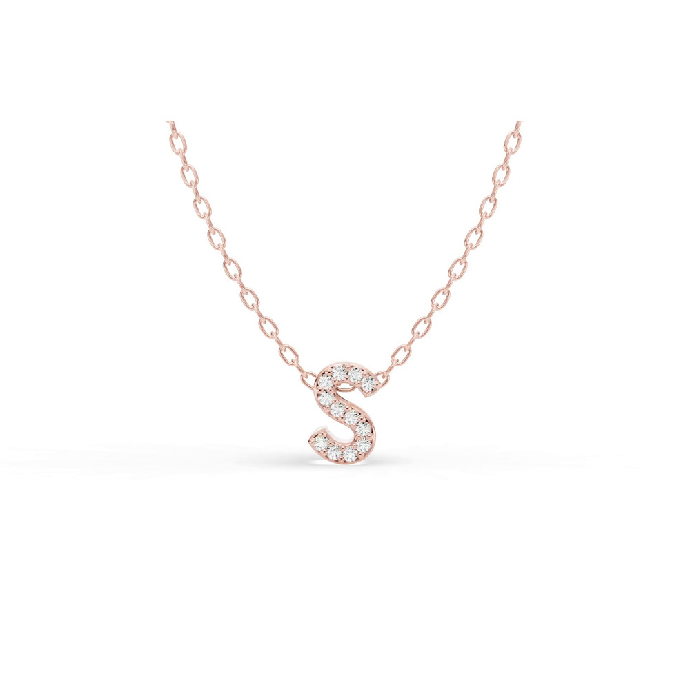 360 degree view of Petite Lab Diamond Initial Necklace – S