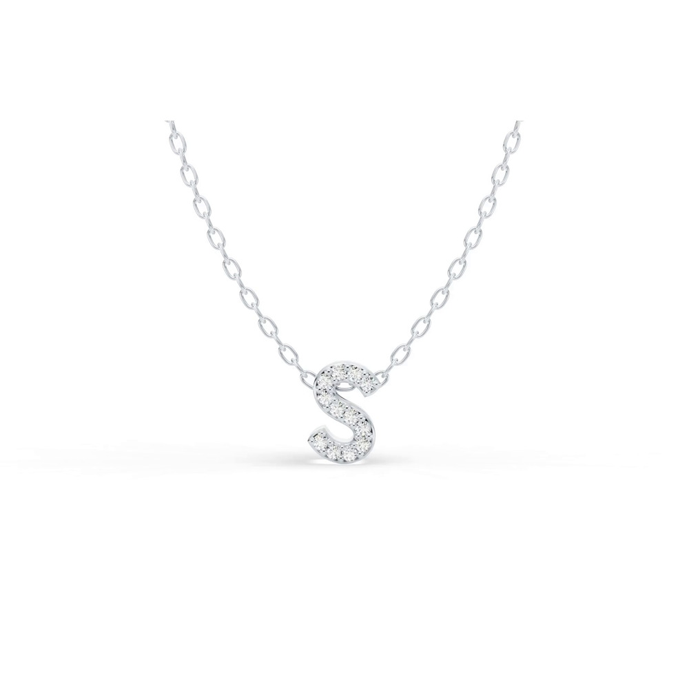 360 degree view of Petite Lab Diamond Initial Necklace – S