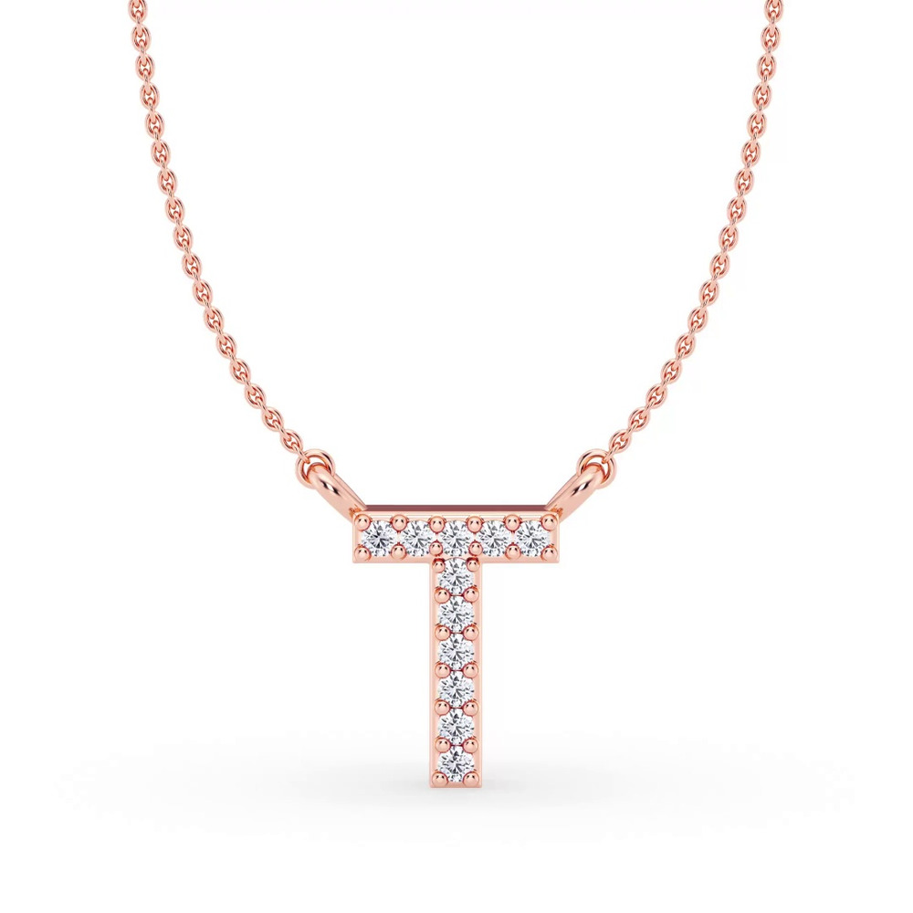 360 degree view of Lab Diamond Initial Necklace – T