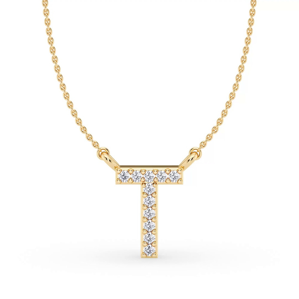 360 degree view of Lab Diamond Initial Necklace – T