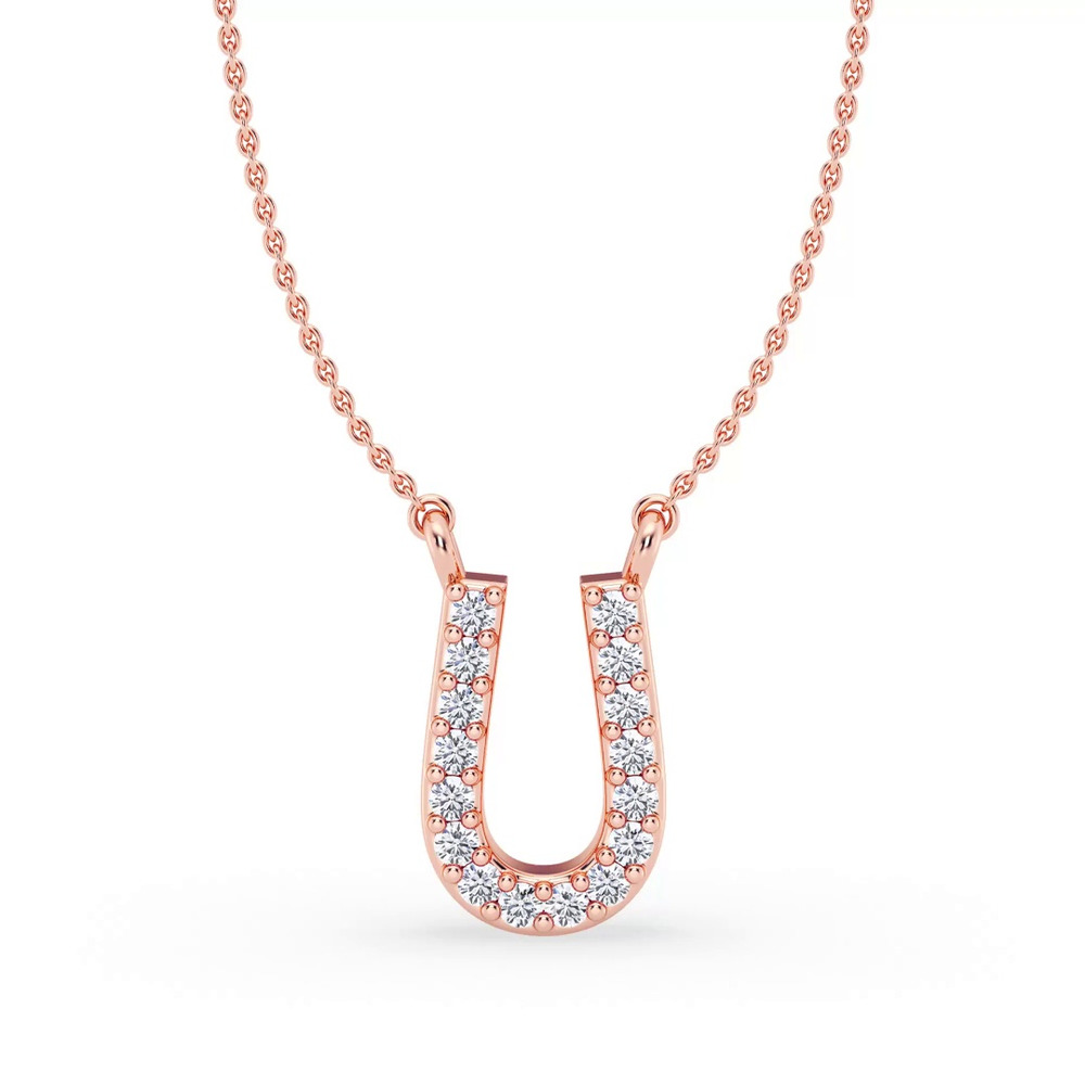 360 degree view of Lab Diamond Initial Necklace – U