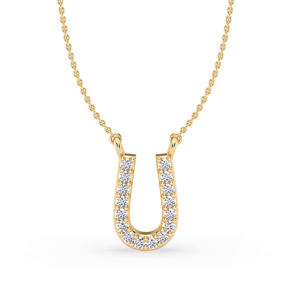 360 degree view of Lab Diamond Initial Necklace – U