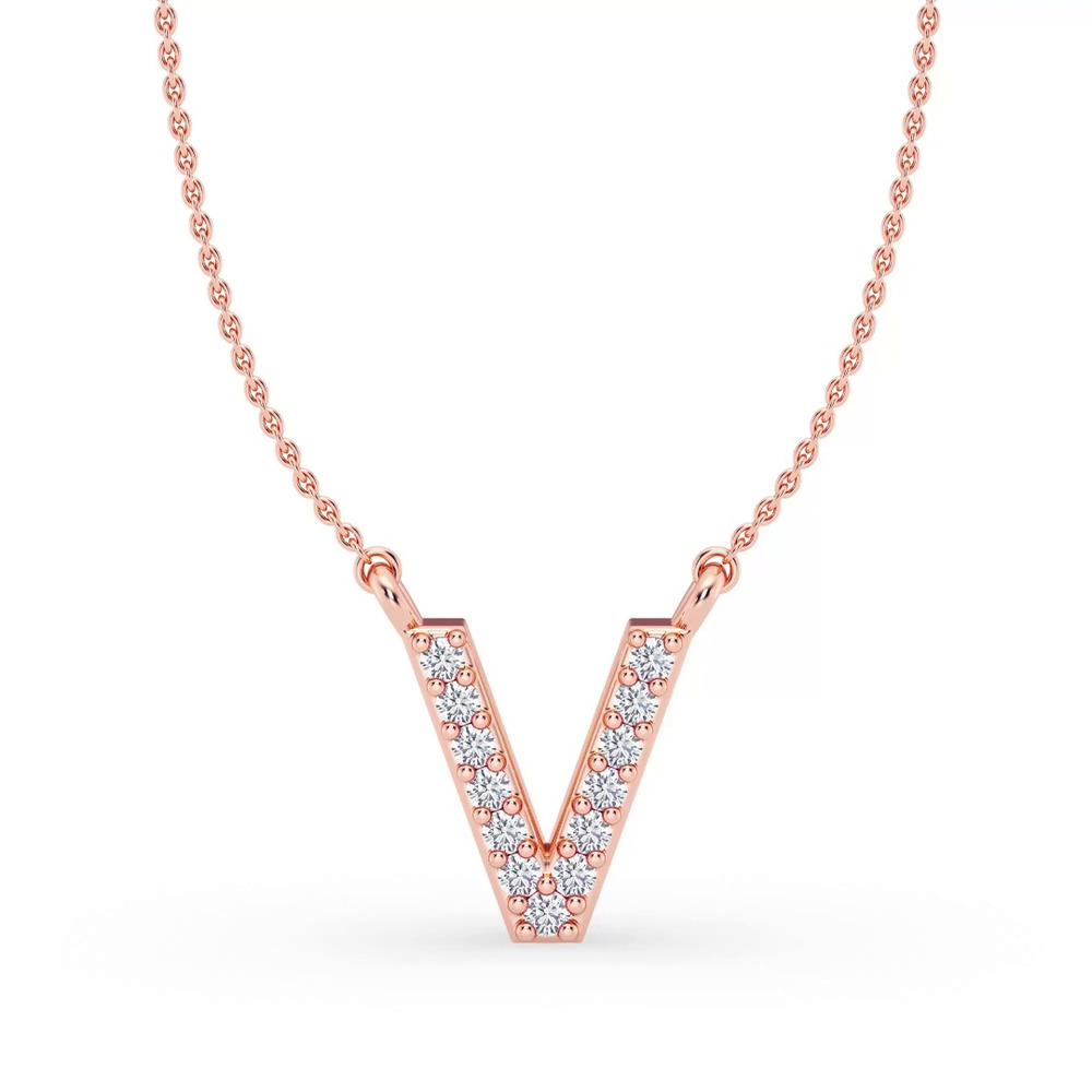360 degree view of Lab Diamond Initial Necklace – V